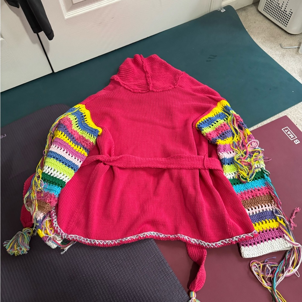 NWT New with Tags Regina SRL Angela Maffei Pink Poncho Cardigan 100% Cotton - Picture 5 of 5